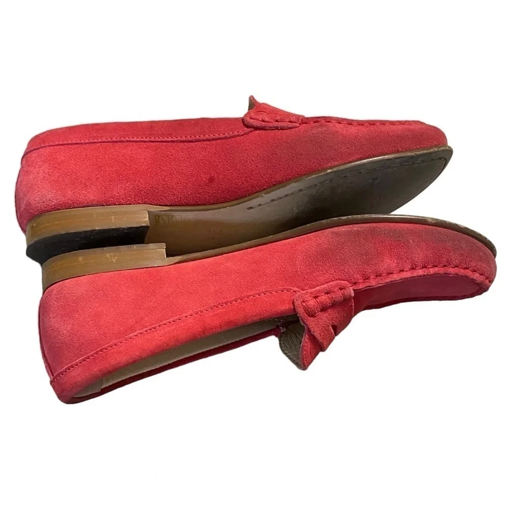 J. Crew James Suede Penny Loafers Red Flats Made In Italy Women’s‎ Size 7
